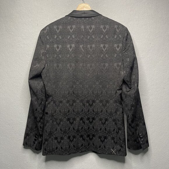 JF J.Ferrar Slim Fit 36 Regular Black Jacquard Tuxedo Blazer - Picture 7 of 8